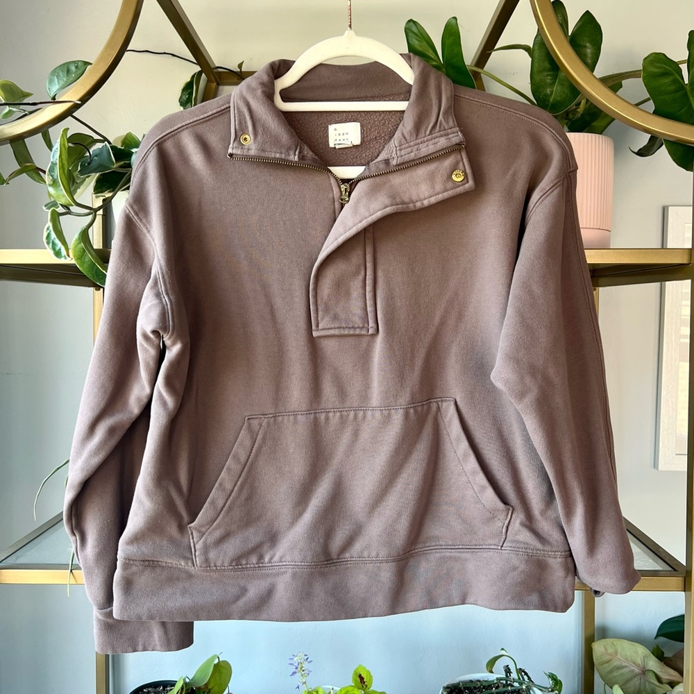 A New Day Quarter Zip in Taupe